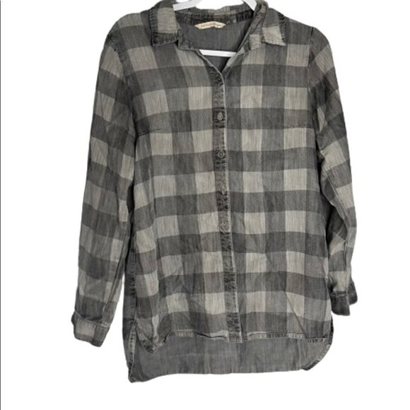 Soft Surroundings Gray Plaid Trieste Tunic Shirt - Picture 1 of 9